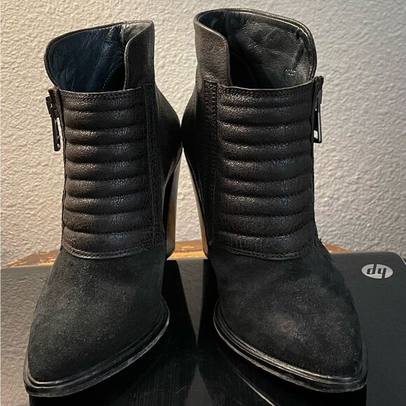 All Saints Leather Black Ankle Boots Size 9.5 - Picture 3 of 16